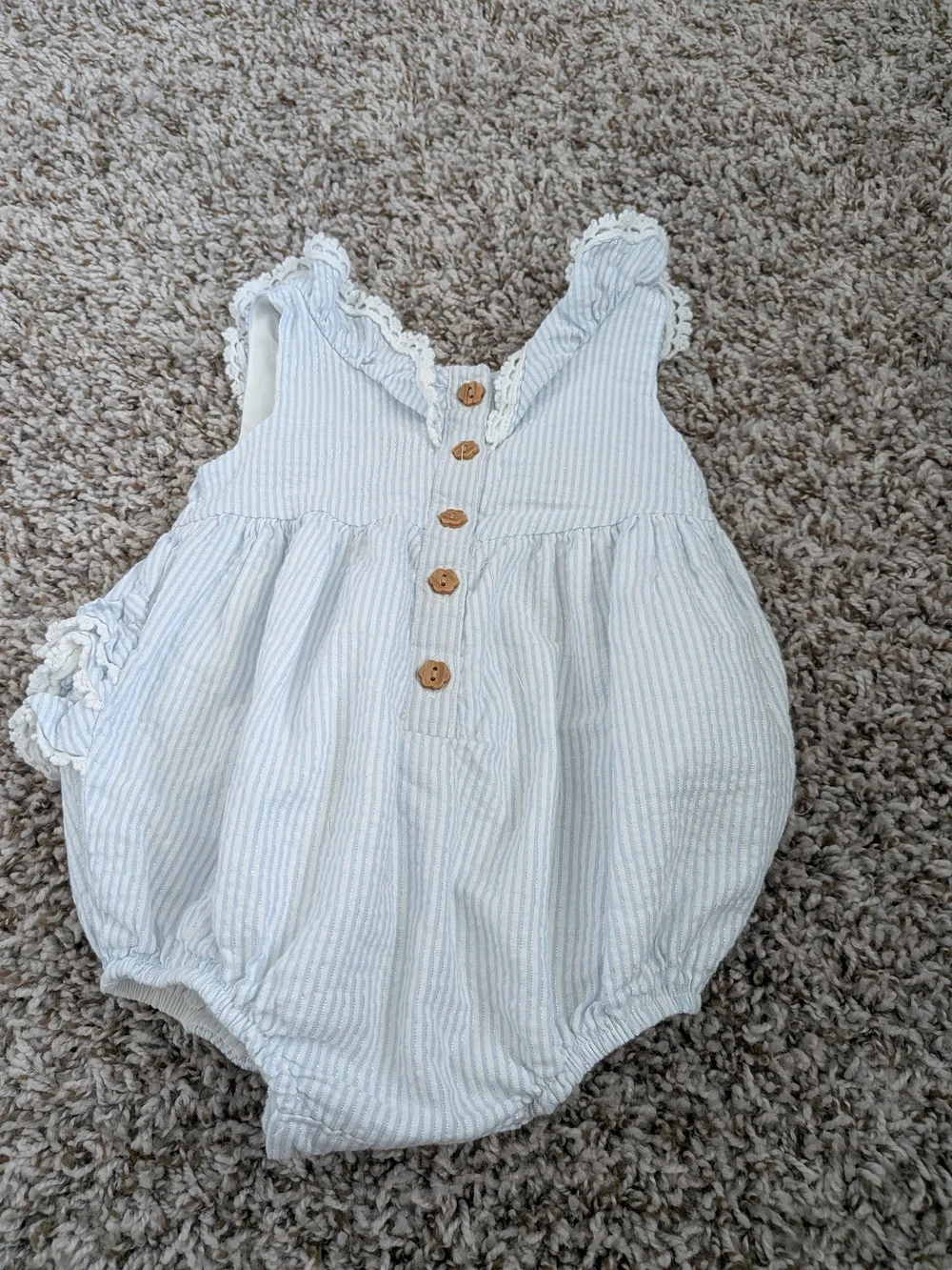 Tommy Bahama Light Blue & White Striped Baby Bubble Romper Size 3/6 Months